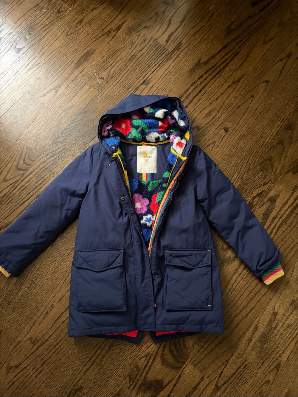 Girls Boden Waterproof Parka in College Navy 9-10Y